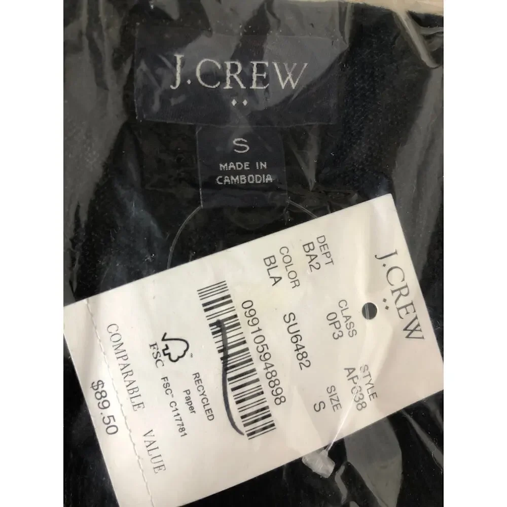 J. Crew Factory Sweater Merino Wool Blend Crewneck Long Sleeve Black NWT Small